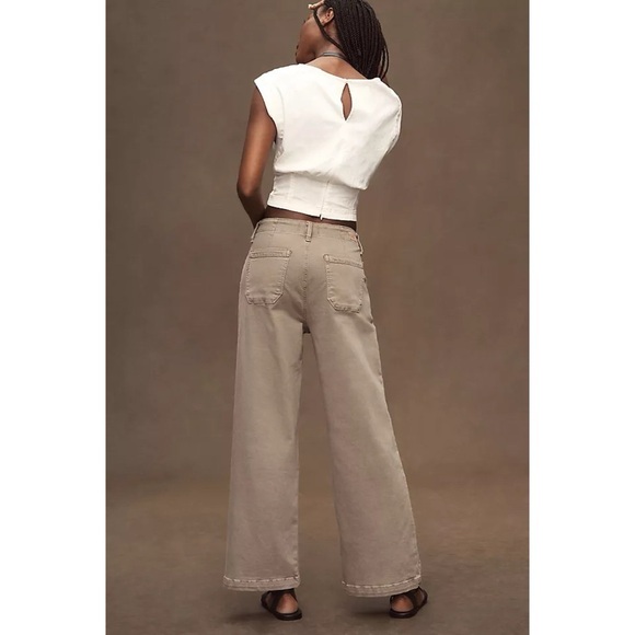 NWT Paige Carly Pant High Rise Crop Wide Leg Jean Drawstring Trousers Moss 26 - Picture 11 of 12